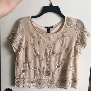 Sequined sheer crop top
